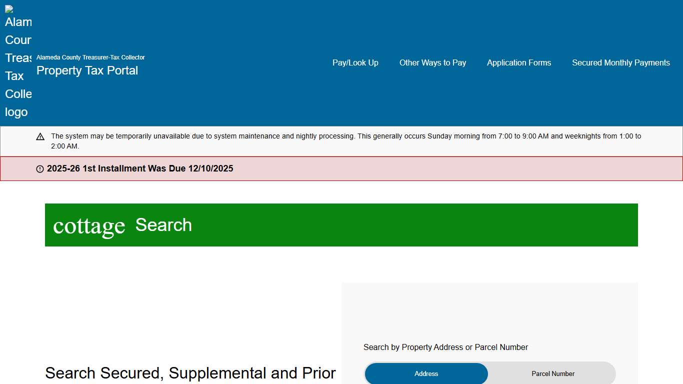 Search Secured Supplemental Property Taxes | Alameda County